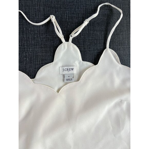 J Crew Womens 4 Scallop Crepe Cami Lined Tank Top Ivory White Adjustable Straps - Picture 4 of 12